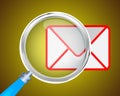 Mail email icon focused with Magnifying Glass Vector