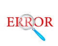 Error Text focused with Magnifying Glass Vector Royalty Free Stock Photo