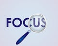 Focus Text focused with Magnifying Glass Vector