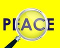 Peace Text focused with Magnifying Glass Vector Royalty Free Stock Photo