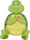 Cartoon cute turtle eating cookies