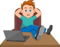 Relaxed boy sitting on a chair Royalty Free Stock Photo