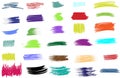 Set of colorful brush strokes, lines, hand painted design elements Royalty Free Stock Photo