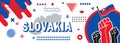 Slovakia Independence and national day banner with Slovak flag colors theme geometric art, background color design with map. Royalty Free Stock Photo