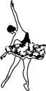 Watercolor dancing ballerina black lines. Isolated dancing ballerina.