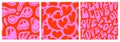 Set of retro psychedelic love seamless pattern