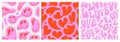 Set of retro psychedelic love seamless pattern Royalty Free Stock Photo