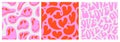 Set of retro psychedelic love seamless pattern