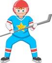 Cartoon boy ice hockey player Royalty Free Stock Photo