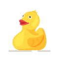 Vector illustration of rubber ducks. Inflatable rubber duck. Yellow duck toy. Royalty Free Stock Photo