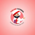 Punjabi caterers expert in Punjabi food Indian vector mascot logo Royalty Free Stock Photo