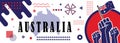 Australia national day banner for Independence day with Australian map, raised fists and geometric art in flag color theme Royalty Free Stock Photo