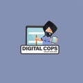 Digital cops Indian vector mascot logo