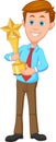 Cartoon best employee with trophy