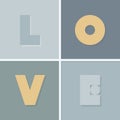 Love word tile centerpiece poster card illustration