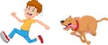 Cartoon dog chasing boy Royalty Free Stock Photo
