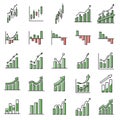 Set of bar price chart diagram financial stock price icon bullish bearish marke