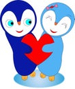 Penguins Love valentine`s Day and heart