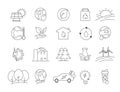 Eco friendly related thin line icon set in minimal style. Linear ecology icons. Royalty Free Stock Photo