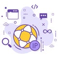 IPv4 and IPv6 stock illustration, IPSec TLS Sign, Internet Protocol address Concept, Sticky dynamic IP color Vector Icon Design, C