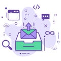 Mail Client UI Stock illustration, Send All Interface, Outbound inbound mail Server vector icon design, Cloud computing and Web ho