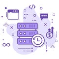 Scheduling and Running Jobs on a Server Concept, Refresh Machine stock illustration, Data backup and restore with time clock vecto Royalty Free Stock Photo