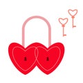 Lock in the form of two hearts