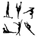 Set of very beautiful ballet dancer silhouettes Royalty Free Stock Photo