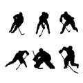 Set of ice hockey vector design silhouettes Royalty Free Stock Photo