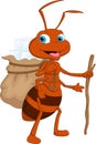 Cartoon cute ant carrying a lot of sugar Royalty Free Stock Photo