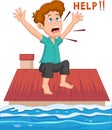 Flood disaster. the boy screamed for help Royalty Free Stock Photo