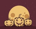 Halloween background with scared pumpkin illustration vector design