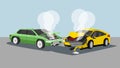 Illustiation and Vector. Two cars collide on the road. The front was badly damaged. Royalty Free Stock Photo