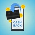 Mobile cash back service, financial payments. Vector illustration.