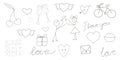 Valentine\'s day.Doodle elements.Cute hand drawn doodle set.y2k.Love. Royalty Free Stock Photo