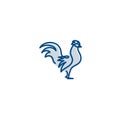 Rooster outline logo, simple vector illustration of a rooster or cock. Elegant one line chinese rooster for children or business u