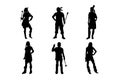 Set of silhouettes of native american indian costumes vector design