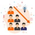 Reducing the size of workforce by terminating employee concept, Downsizing vector icon design, Team with Downward Arrow Royalty Free Stock Photo