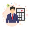 HR budget Vector Icon design, Businessman with Calculation Illustration, Human Resrouce Cost and Expense Concept