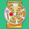 Five slices of pizza illustration vector