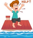 flood disaster. the boy screamed for help Royalty Free Stock Photo