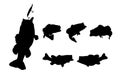 Set of silhouettes of bass fishing vector design Royalty Free Stock Photo