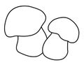 Penny bun mushrooms, two mushrooms - vector illustration for coloring book Royalty Free Stock Photo