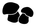 Penny bun mushrooms, two mushrooms - vector silhouette picture for logo or pictogram. Boletus edulis are edible mushrooms. Royalty Free Stock Photo
