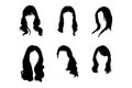 Set of silhouettes of women\'s wig hair vector design