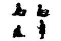 Set of silhouettes of playing doctor child vector design