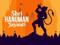 Hanuman Jayanti poster wallpaper design, Hindu God silhouette background, vector banner