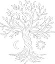 Judaism religion tree of life symbol with sun and moon graphic sketch template. Royalty Free Stock Photo