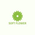 Green Flower Logo With Abstract Shape