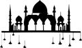 Elegant Masjid Silhouette on White Background